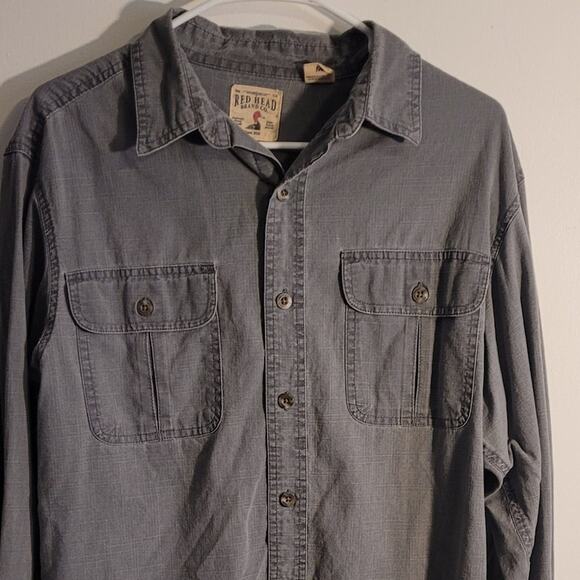 RedHead Brand Co Gray Utility Button Down Shirt Mens M Outdoor Workwear Cotton - Picture 3 of 8